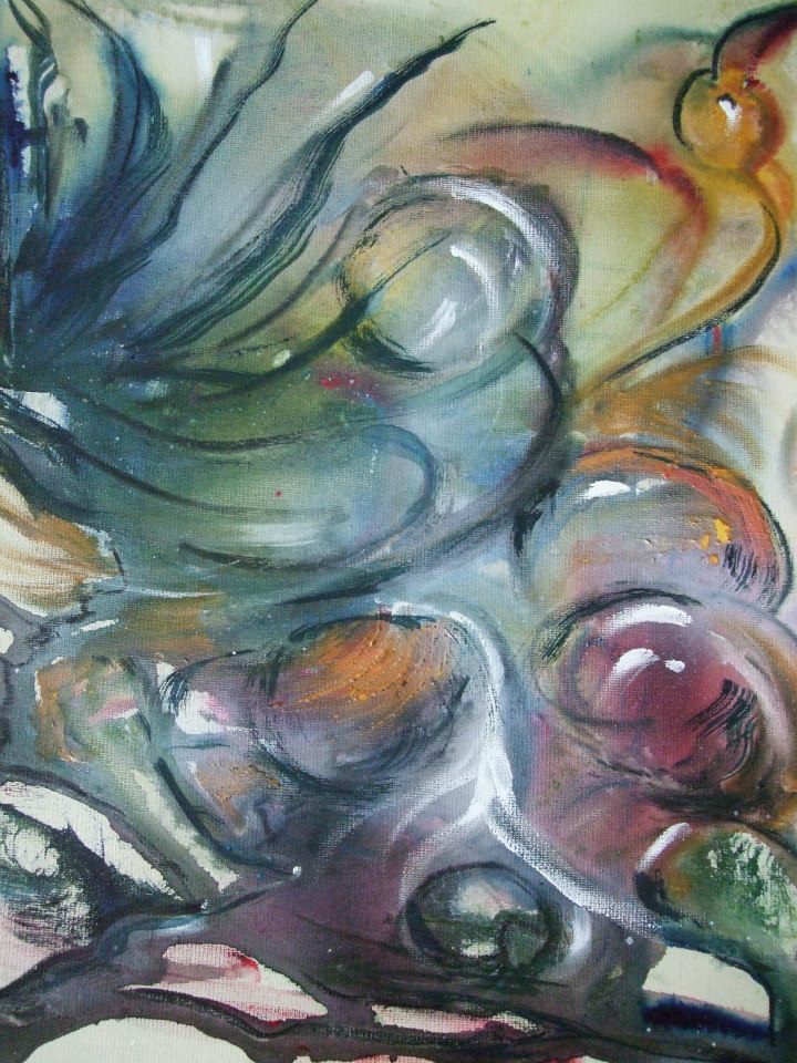 a painting of a bird on a branch
