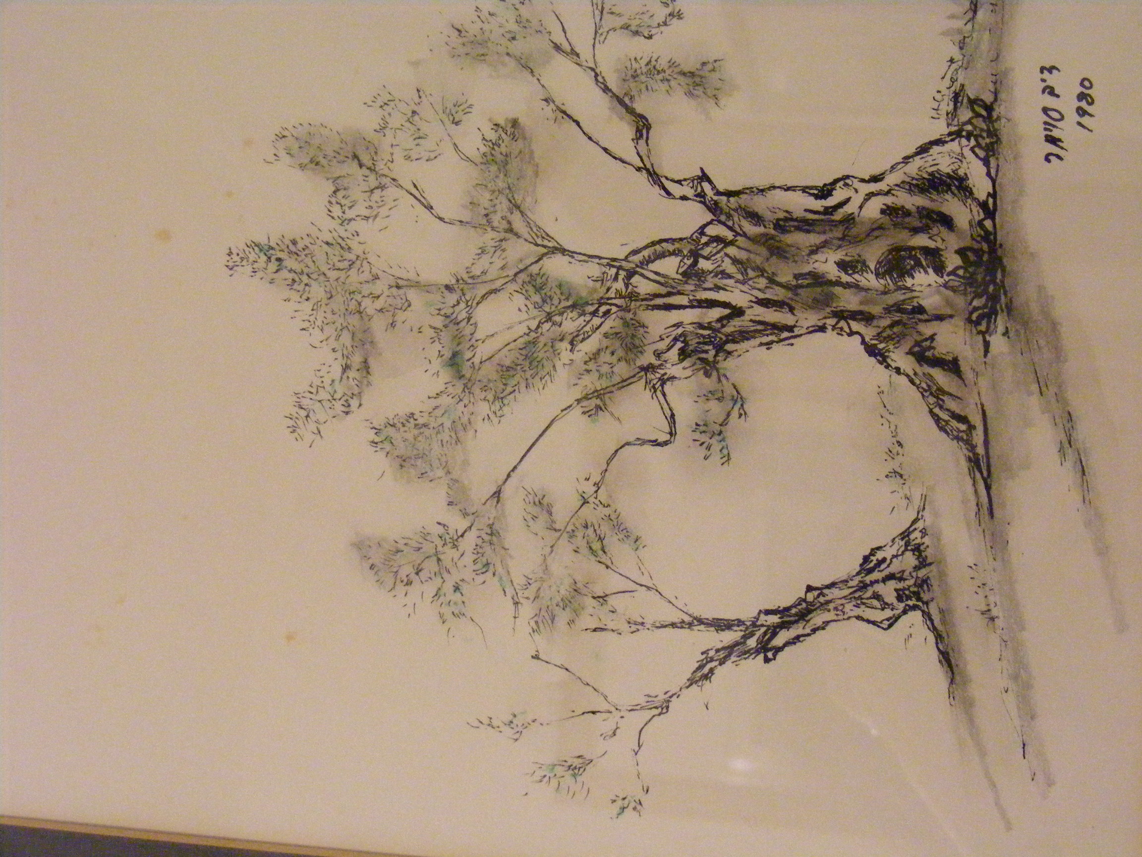 a painting of a tree with a bird on it