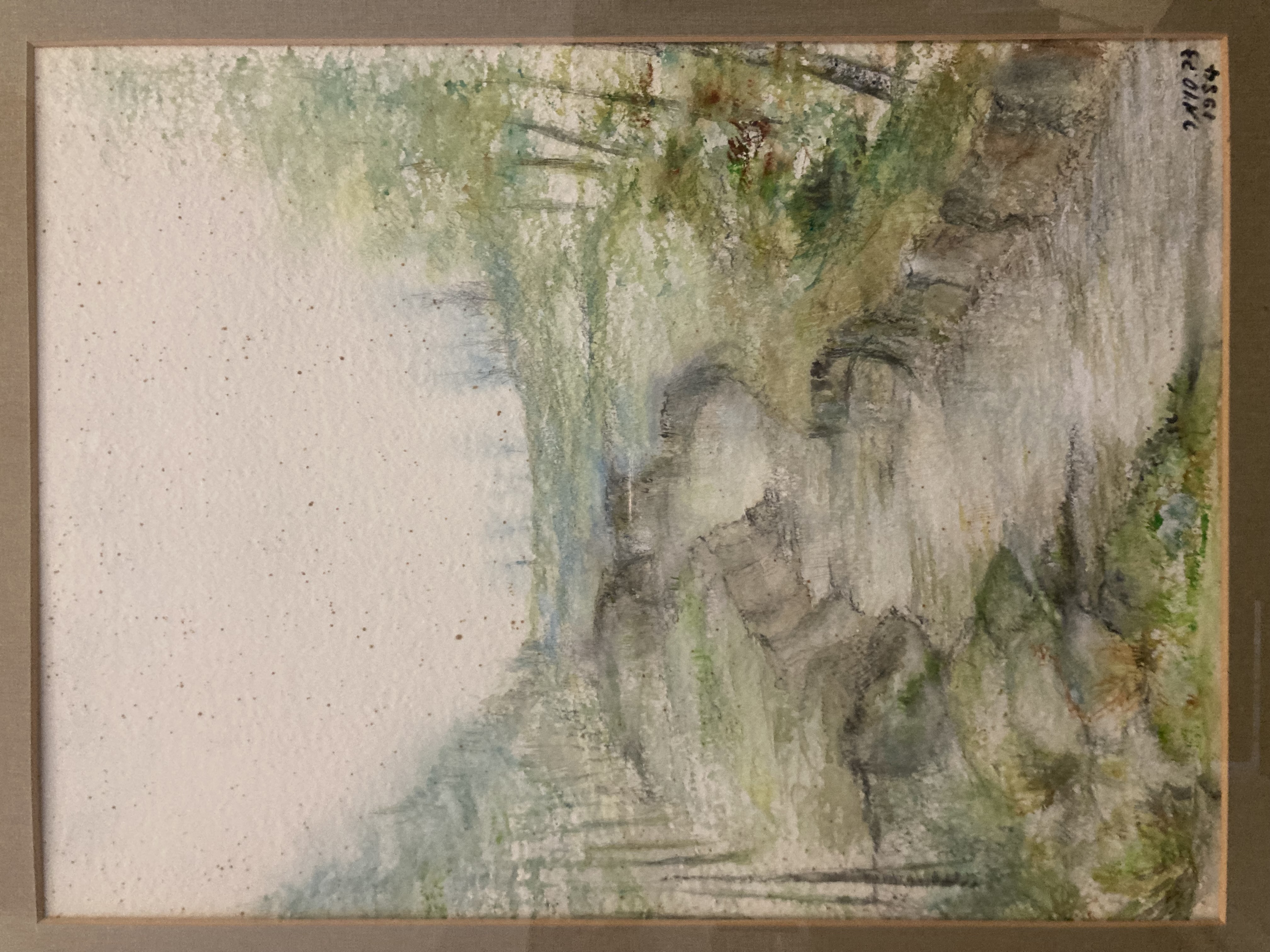 a painting of a tree in a frame