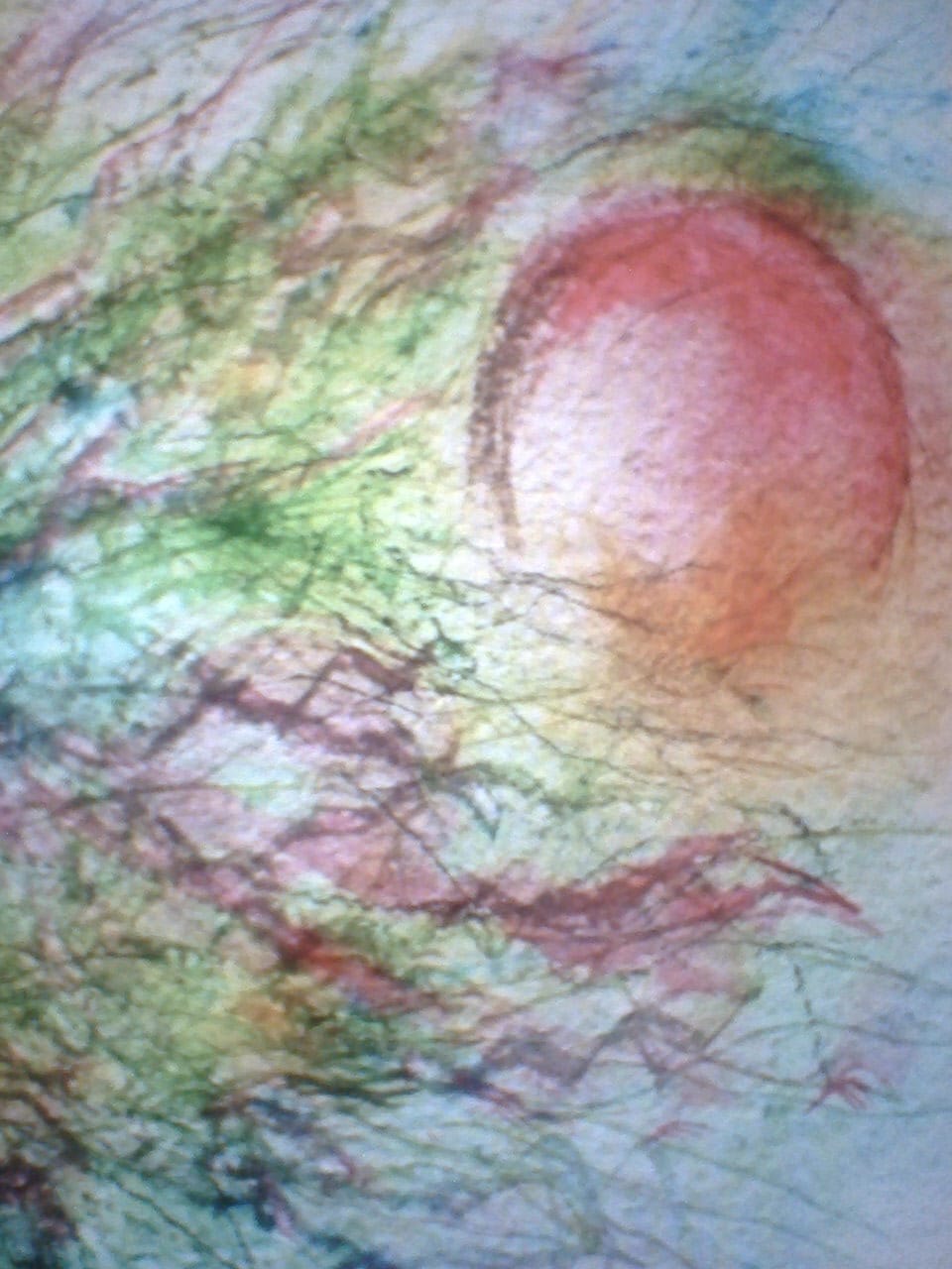 a painting of a large, circular object