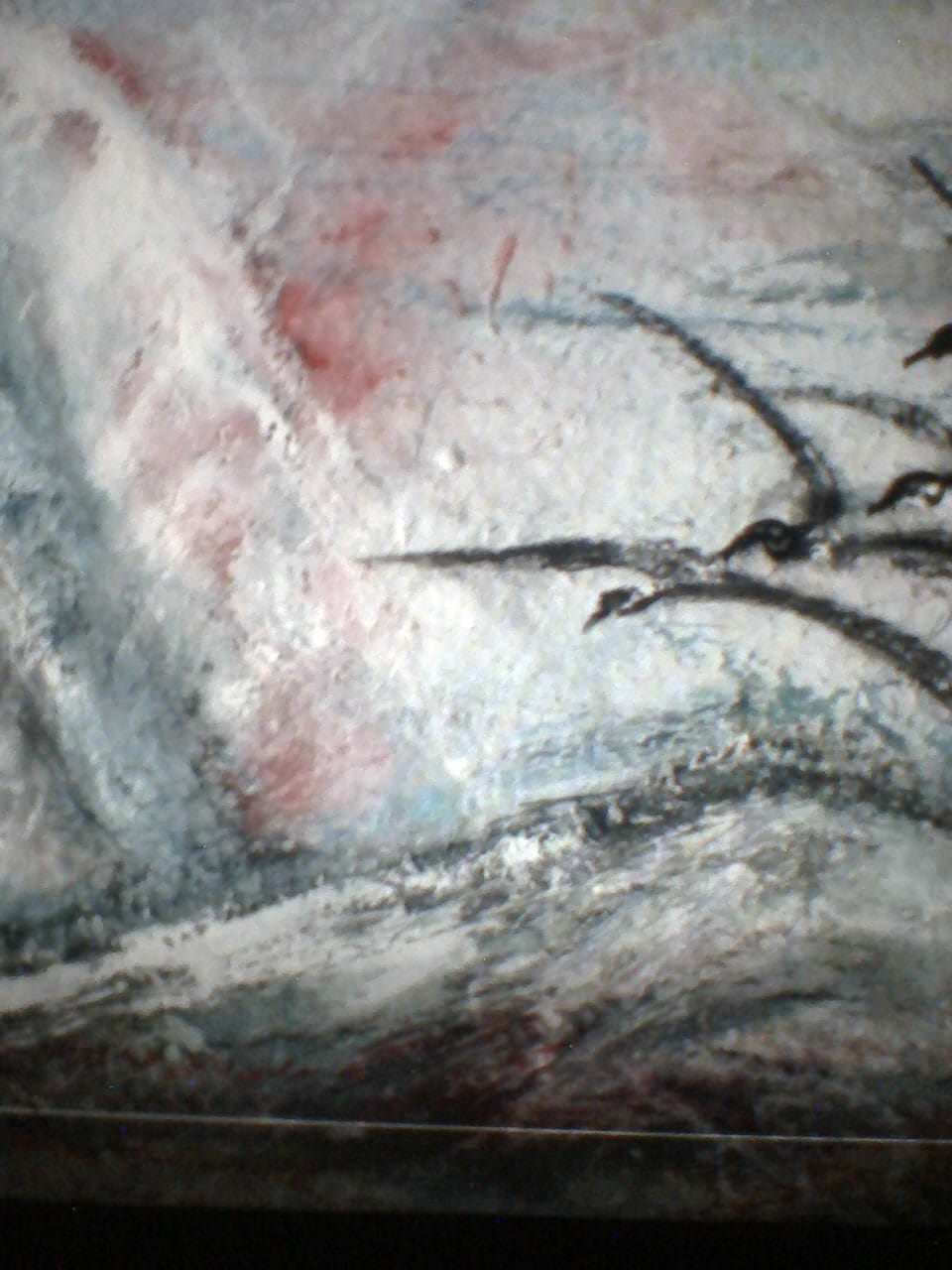 a painting of a man on a rock
