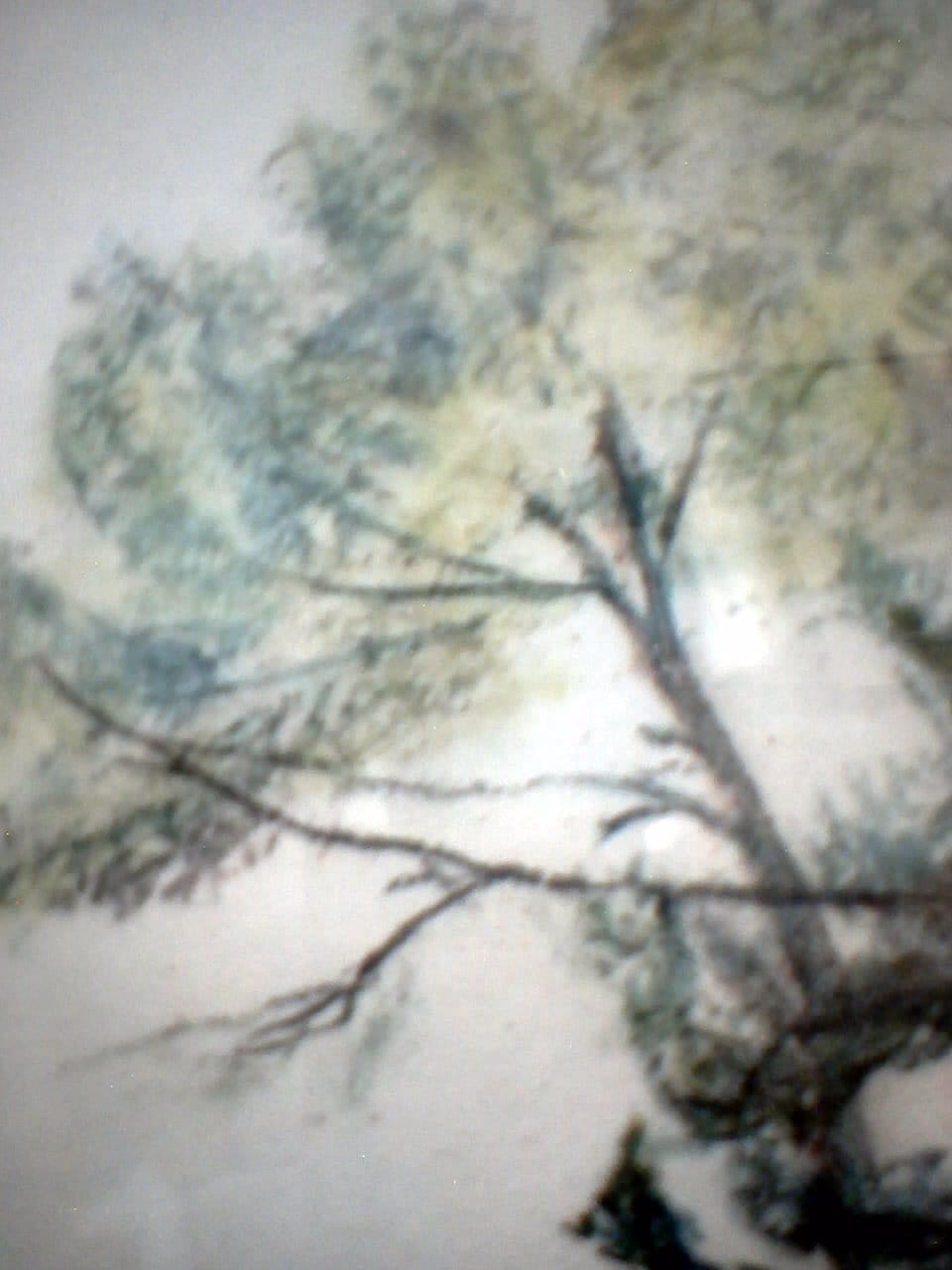a painting of a tree with a bird on it