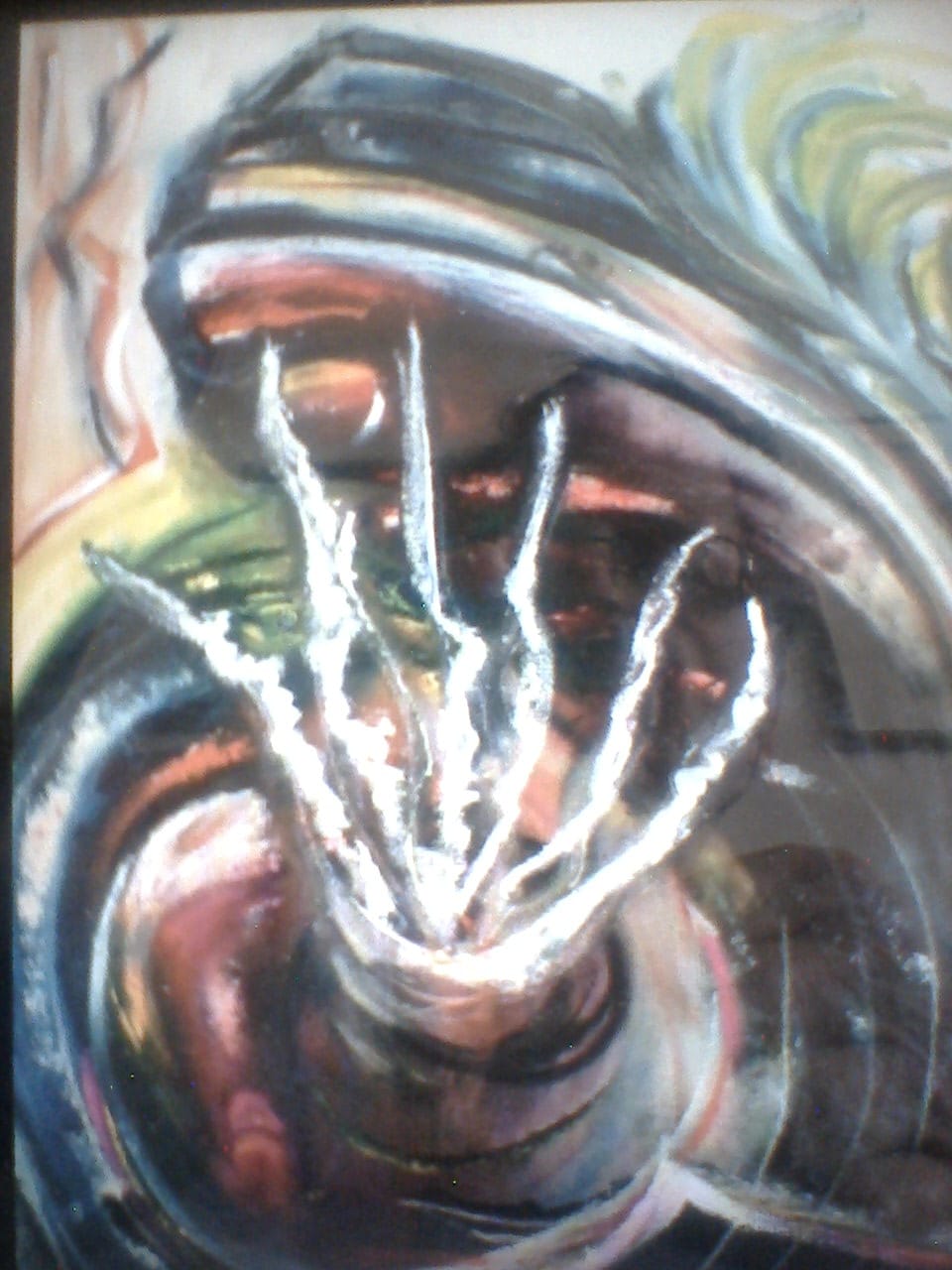 a painting of a bird in a swirl