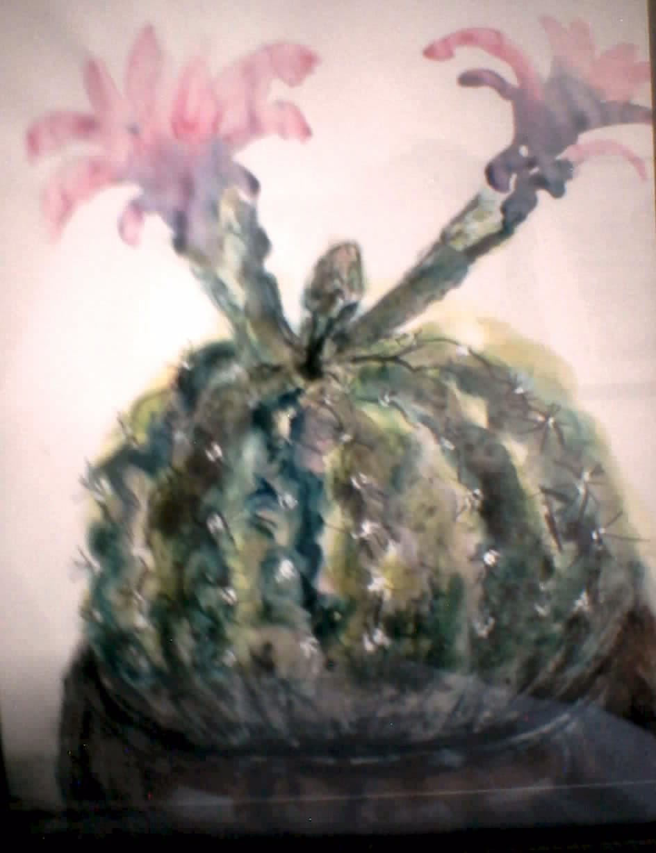 a painting of flowers in a vase on a table