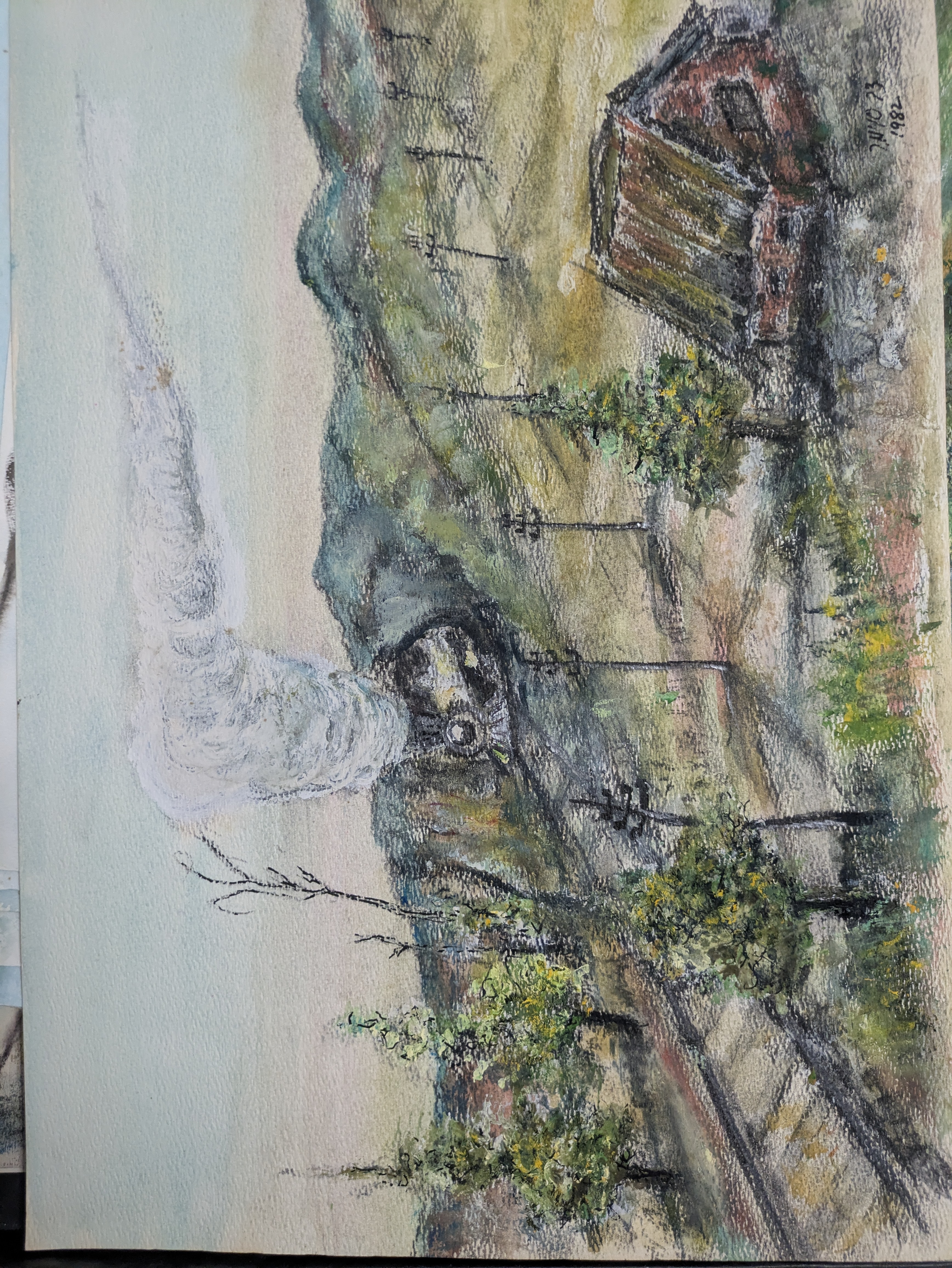 a painting of a bird on a tree